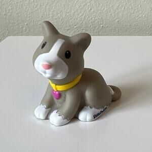 Fisher-Price Little People Cat Kitten Yellow Collar Pink Heart